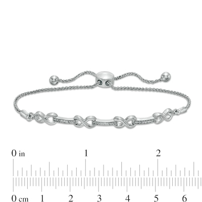 Diamond Accent Alternating Bolo Bracelet in Sterling Silver – 9.5"