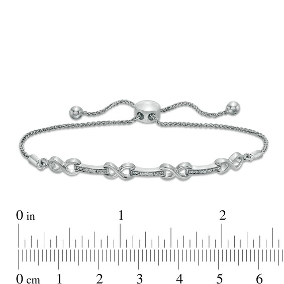 Diamond Accent Alternating Bolo Bracelet in Sterling Silver – 9.5"