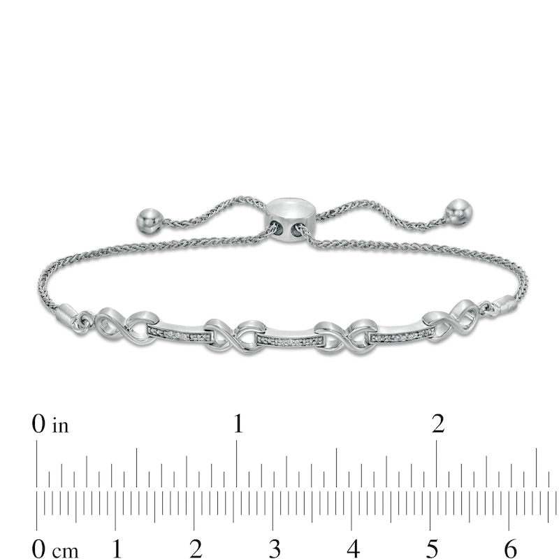 Diamond Accent Alternating Bolo Bracelet in Sterling Silver – 9.5"