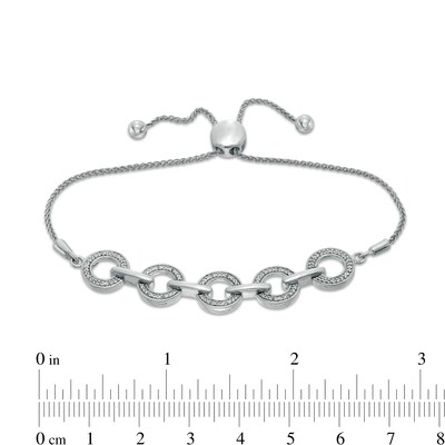 Diamond Accent Alternating Link Bolo Bracelet in Sterling Silver – 9.5"