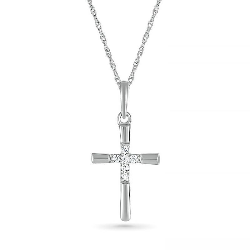 Diamond Accent Six Stone Cross Pendant in Sterling Silver|Peoples Jewellers