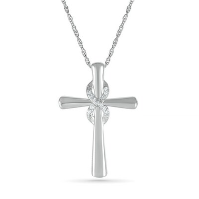 Diamond Accent Infinity Cross Pendant in Sterling Silver