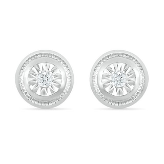 0.04 CT. T.W. Diamond Solitaire Textured Frame Stud Earrings in Sterling Silver