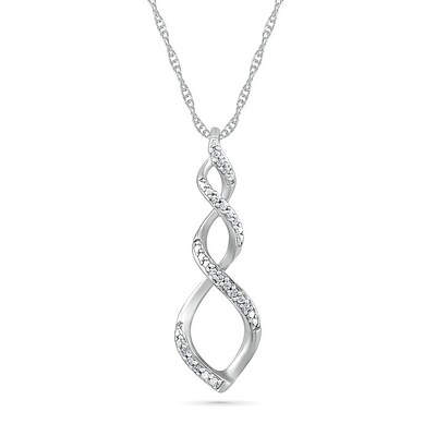 0.04 CT. T.W. Diamond Twist Pendant in Sterling Silver