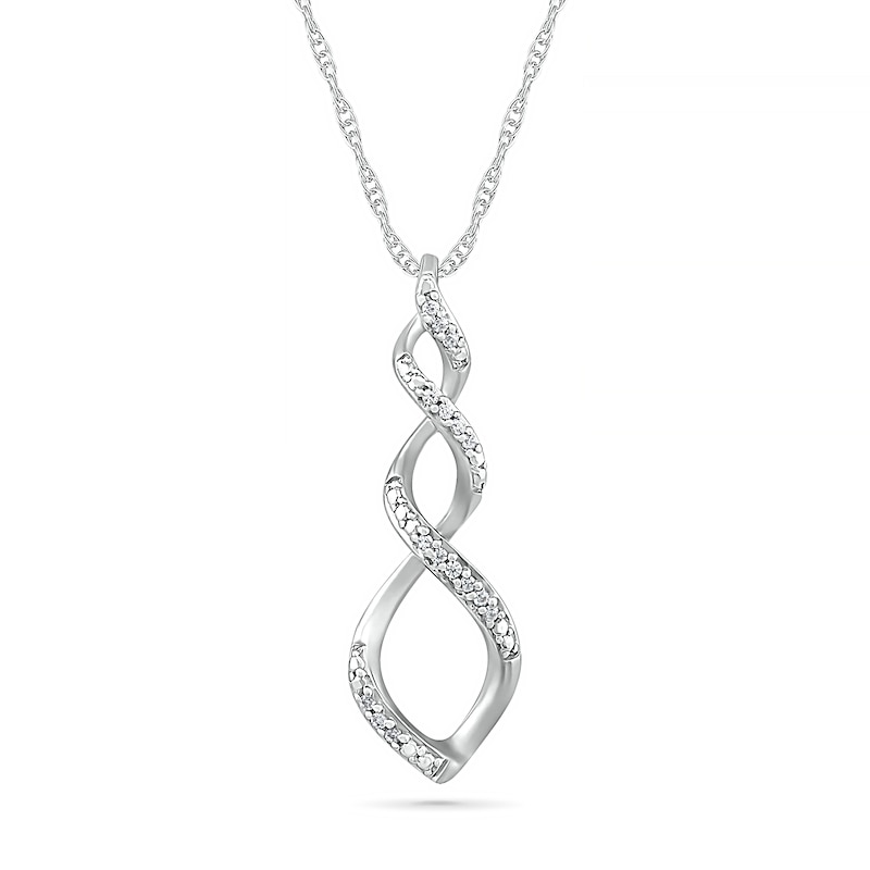 0.04 CT. T.W. Diamond Twist Pendant in Sterling Silver|Peoples Jewellers