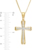 Thumbnail Image 1 of Men's 0.50 CT. T.W. Diamond Bevelled Edge Gothic-Style Cross Pendant in 10K Gold - 22"