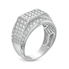 Men's 1.95 CT. T.W. Rectangular Composite Diamond Triple-Row Border Ring in 10K White Gold