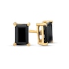 Thumbnail Image 1 of 0.95 CT. T.W. Emerald-Cut Black Enhanced Diamond Solitaire Stud Earrings in 10K Gold