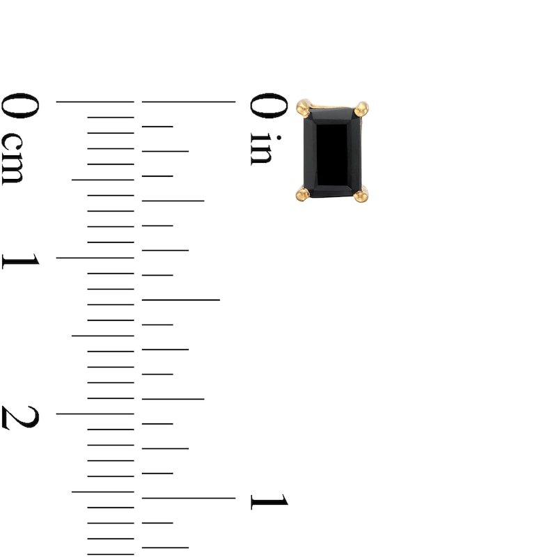 Main Image 3 of 0.95 CT. T.W. Emerald-Cut Black Enhanced Diamond Solitaire Stud Earrings in 10K Gold