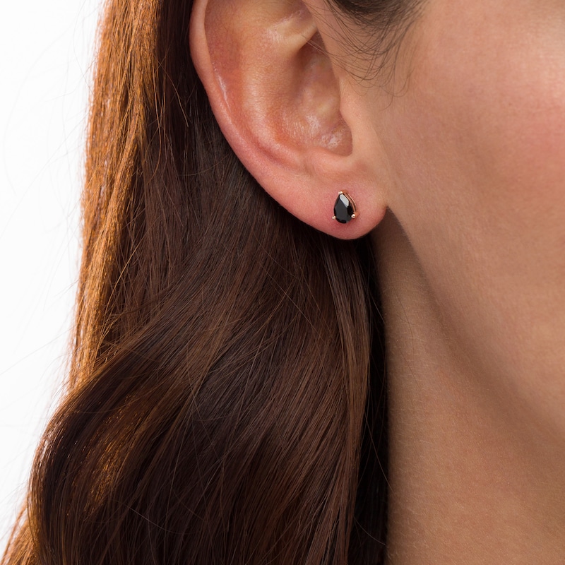 0.95 CT. T.W. Pear-Shaped Black Enhanced Diamond Solitaire Stud Earrings in 10K Rose Gold|Peoples Jewellers