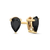 Thumbnail Image 0 of 0.95 CT. T.W. Pear-Shaped Black Enhanced Diamond Solitaire Stud Earrings in 10K Gold