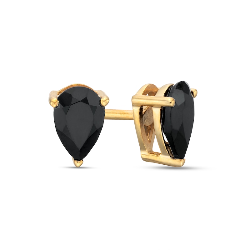 0.95 CT. T.W. Pear-Shaped Black Enhanced Diamond Solitaire Stud Earrings in 10K Gold|Peoples Jewellers