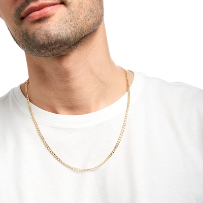 3.5mm Curb Chain Necklace in Hollow 10K Gold – 22"