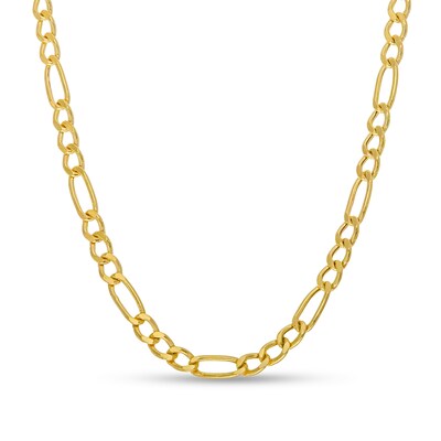 2.4mm Figaro Chain Necklace in Hollow 14K Gold – 20"