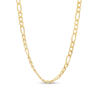 2.4mm Figaro Chain Necklace in Hollow 14K Gold – 24"