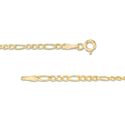 2.4mm Figaro Chain Necklace in Hollow 14K Gold – 24"