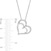 Thumbnail Image 2 of 0.085 CT. T.W. Diamond Double Heart Pendant in Sterling Silver