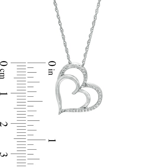 0.085 CT. T.W. Diamond Double Heart Pendant in Sterling Silver