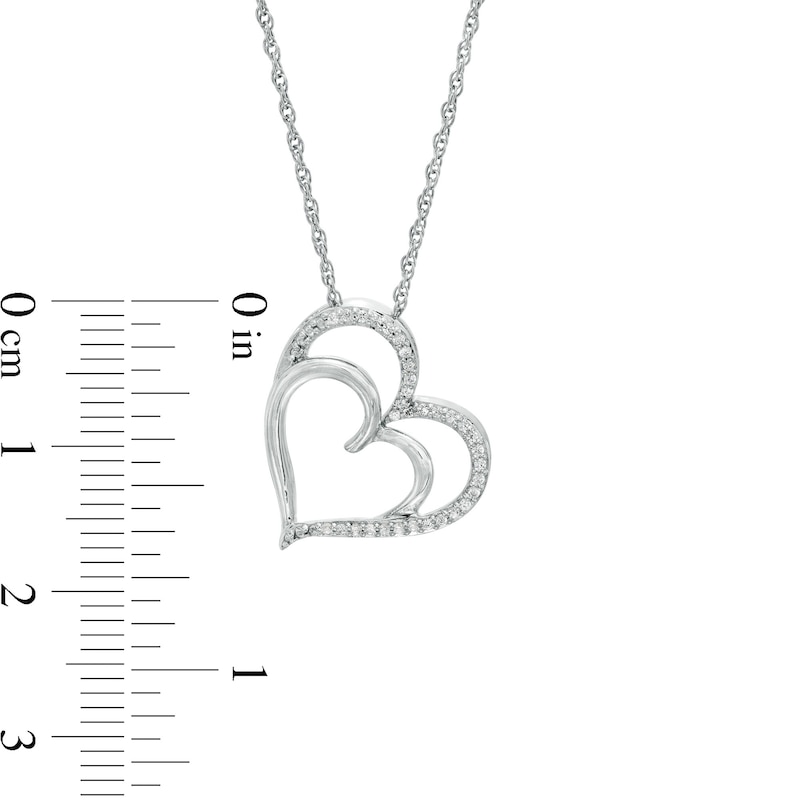 0.085 CT. T.W. Diamond Double Heart Pendant in Sterling Silver