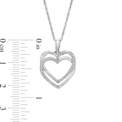 0.12 CT. T.W. Diamond Double Heart Link Pendant in Sterling Silver