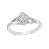 Thumbnail Image 0 of 0.066 CT. T.W. Quad Diamond Frame Tilted Square Split Shank Ring in Sterling Silver