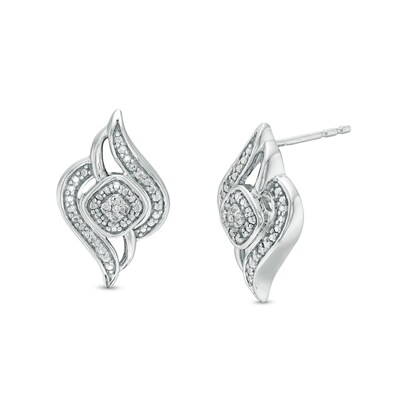 0.04 CT. T.W. Diamond Flame Stud Earrings in Sterling Silver