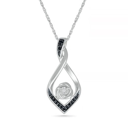 0.065 CT. T.W. Black Enhanced and White Diamond Twist Pendant in Sterling Silver