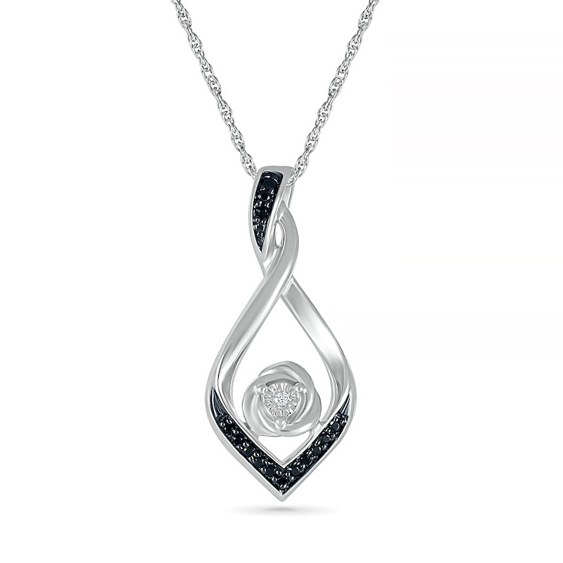 0.065 CT. T.W. Black Enhanced and White Diamond Twist Pendant in Sterling Silver