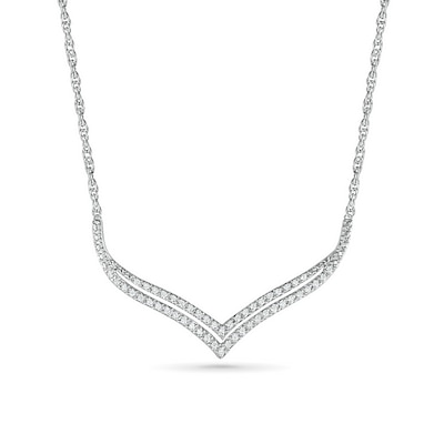 0.18 CT. T.W. Diamond Chevron Necklace in Sterling Silver