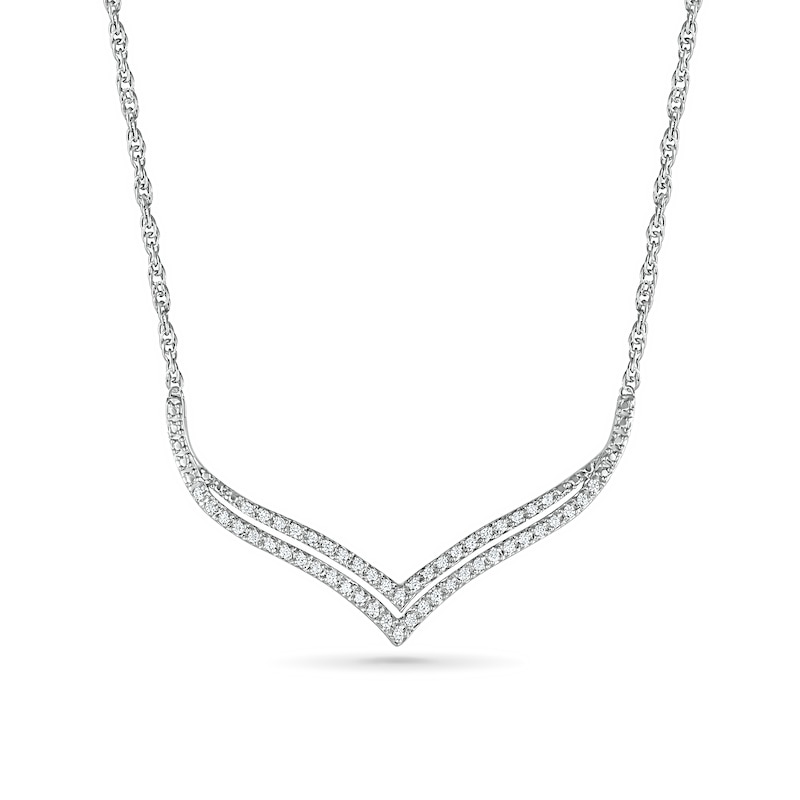 0.18 CT. T.W. Diamond Chevron Necklace in Sterling Silver|Peoples Jewellers