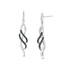 Thumbnail Image 0 of 0.04 CT. T.W. Black Enhanced and White Diamond Double Row Twist Drop Earrings in Sterling Silver