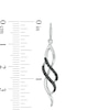 Thumbnail Image 2 of 0.04 CT. T.W. Black Enhanced and White Diamond Double Row Twist Drop Earrings in Sterling Silver