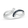 Thumbnail Image 0 of Black Enhanced and White Diamond Accent Split Shank Bypass Ring in Sterling Silver