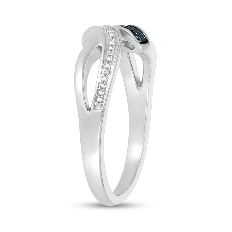 Black Enhanced and White Diamond Accent Split Shank Bypass Ring in Sterling Silver|Peoples Jewellers