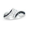 Thumbnail Image 0 of Black and White Diamond Accent Trio Split Shank Bypass Ring in Sterling Silver