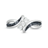 Thumbnail Image 3 of Black and White Diamond Accent Trio Split Shank Bypass Ring in Sterling Silver