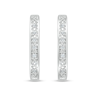 Diamond Accent Hoop Earrings in Sterling Silver