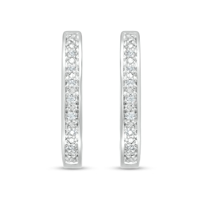 Diamond Accent Hoop Earrings in Sterling Silver