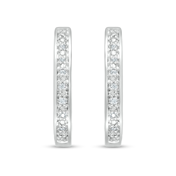 Diamond Accent Hoop Earrings in Sterling Silver