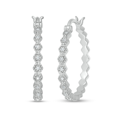 Diamond Accent Zig-Zag Hoop Earrings in Sterling Silver