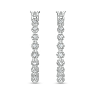 Diamond Accent Zig-Zag Hoop Earrings in Sterling Silver