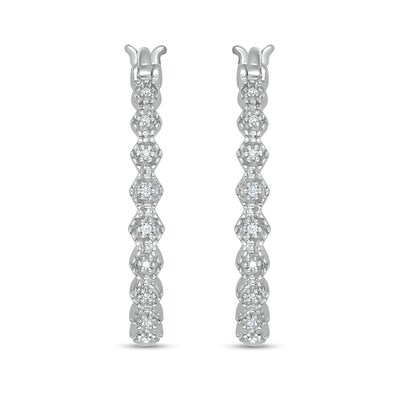 Diamond Accent Zig-Zag Hoop Earrings in Sterling Silver