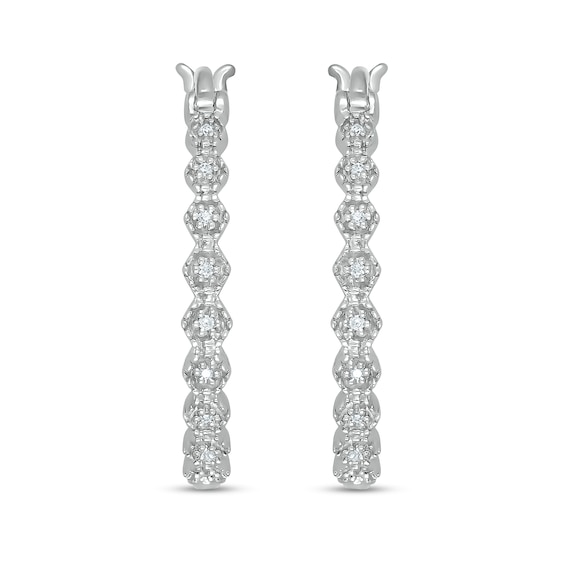 Diamond Accent Zig-Zag Hoop Earrings in Sterling Silver