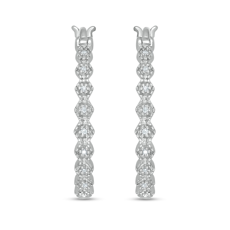 Diamond Accent Zig-Zag Hoop Earrings in Sterling Silver|Peoples Jewellers
