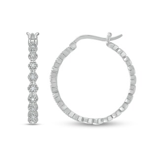 Diamond Accent Zig-Zag Hoop Earrings in Sterling Silver