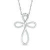 0.116 CT. T.W. Diamond Loop Cross Pendant in Sterling Silver