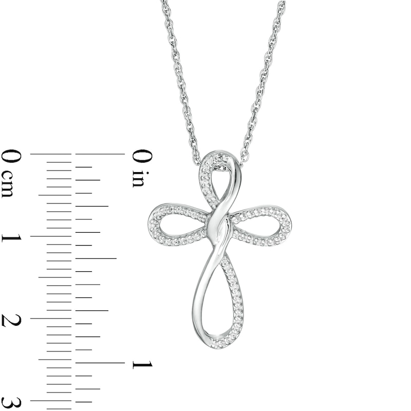 0.116 CT. T.W. Diamond Loop Cross Pendant in Sterling Silver|Peoples Jewellers
