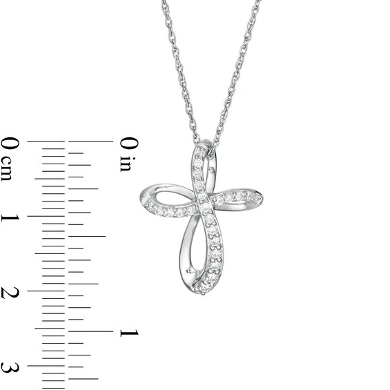 0.29 CT. T.W. Diamond Loop Cross Pendant in Sterling Silver