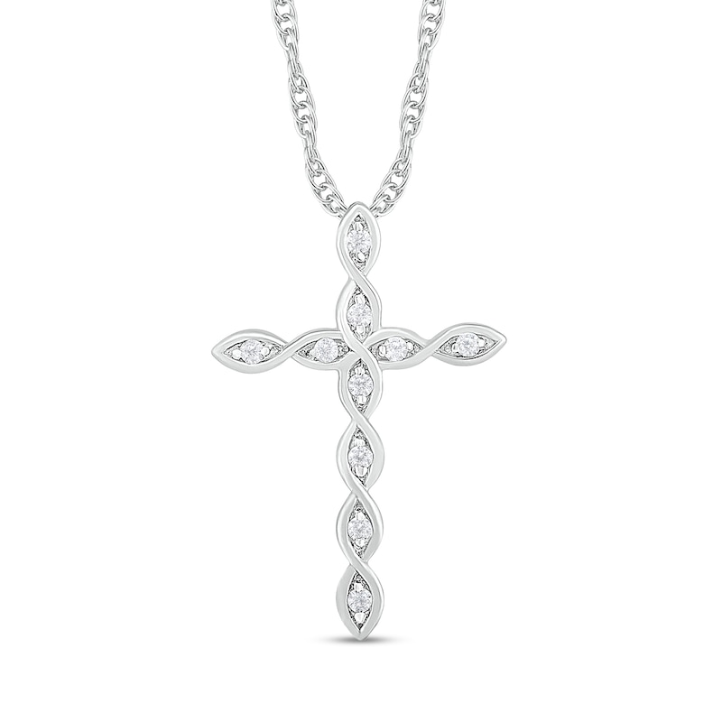 0.085 CT. T.W. Diamond Twist Cross Pendant in 10K White Gold|Peoples Jewellers