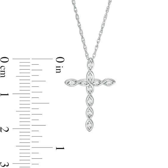 0.085 CT. T.W. Diamond Twist Cross Pendant in 10K White Gold